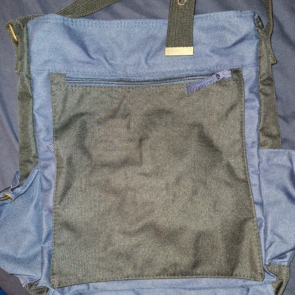 Stylish Blue and Black Men's Bag with Adjustable Strap and Side Bottle Holder